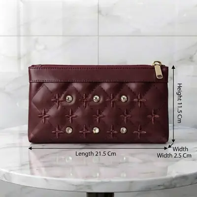Women's PU Leather Embroidered Fancy Clutch With Strap thumbnail 4