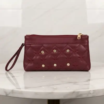 Women's PU Leather Embroidered Fancy Clutch With Strap thumbnail 6