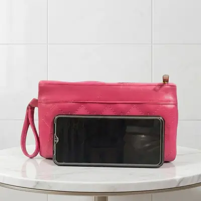 Women's PU Leather Embroidered Clutch With Wrist Strap thumbnail 6