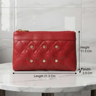 Elegant Embroidered Hand Clutch Double Pocket With Wrist Strap  thumbnail 3