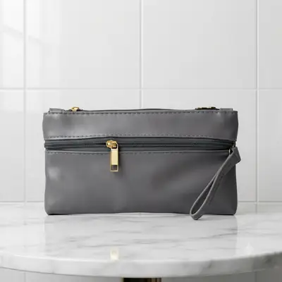 Elegant Embroidered PU Leather Hand Clutch With Wrist Strap  thumbnail 6