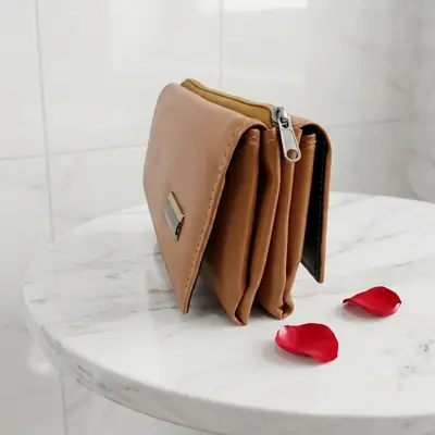 Ladies PU Leather Hand clutch Double Flap Magnetic Closure thumbnail 2