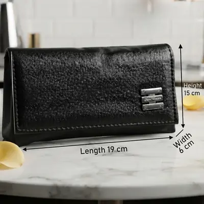 Ladies PU Leather Hand clutch Double Flap Magnetic Closure thumbnail 2