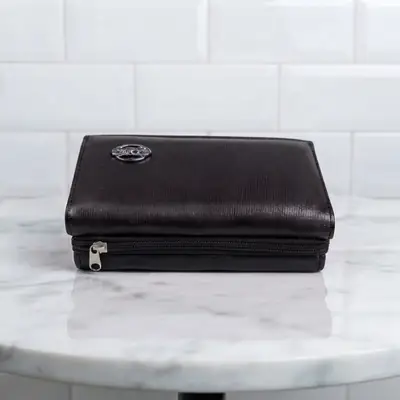 Ladies PU Leather Hand clutch Double Flap-Dark Brown  thumbnail 4