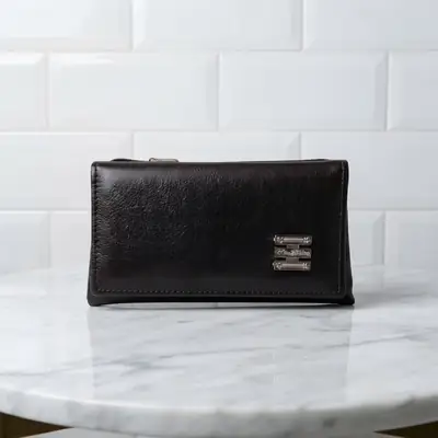 Ladies PU Leather Hand clutch Double Flap-Dark Brown  thumbnail 5
