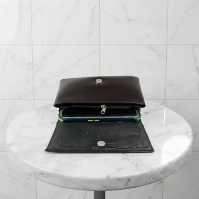 Ladies PU Leather Hand clutch Double Flap-Dark Brown  thumbnail 6