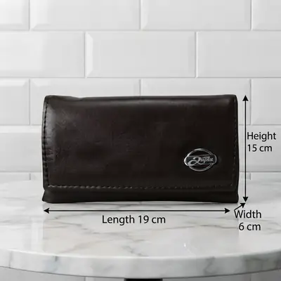 Ladies PU Leather Hand clutch Double Flap-Dark Brown  thumbnail 7