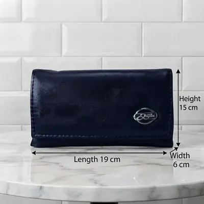 Ladies PU Leather Hand clutch Double Flap - Dark Blue  thumbnail 4