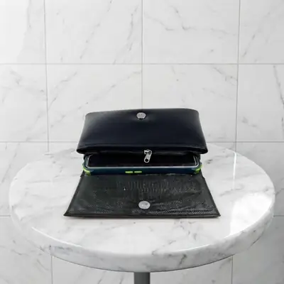 Ladies PU Leather Hand clutch Double Flap - Dark Blue  thumbnail 5