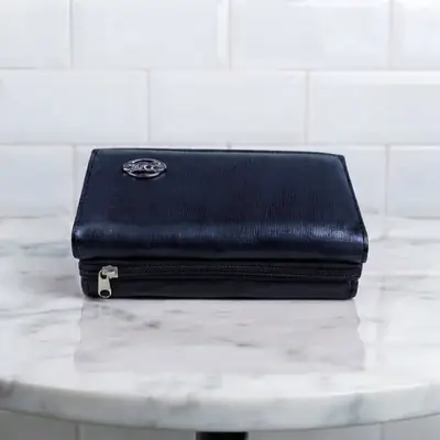 Ladies PU Leather Hand clutch Double Flap - Dark Blue  thumbnail 7