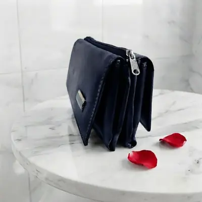 Ladies PU Leather Hand clutch Double Flap - Dark Blue  thumbnail 8