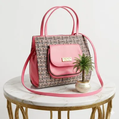 Elegant Pink Jute Textured Shoulder Bag with Long Strap thumbnail 3