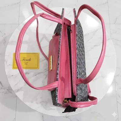 Elegant Pink Jute Textured Shoulder Bag with Long Strap thumbnail 6