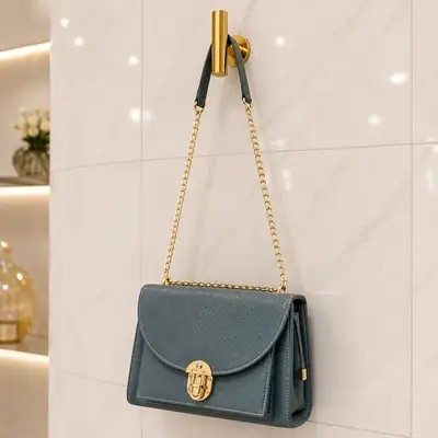 Royal Grey Luxe Shoulder Bag With Long Chain Strap  thumbnail 5