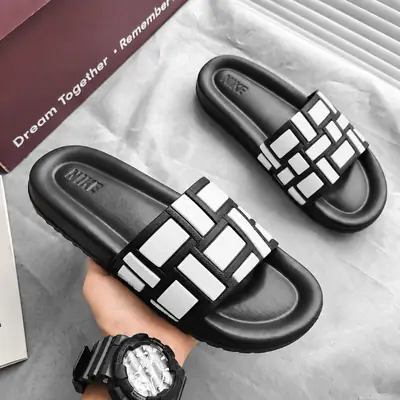 Men's  Geometry style White colour EVA Casual Slide Slippers