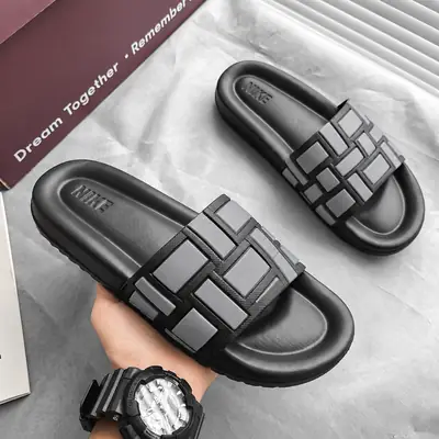 Men's  Geometry EVA Gray Casual Slide Slippers