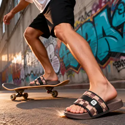Men's Checkboard  Fancy Slide Slippers