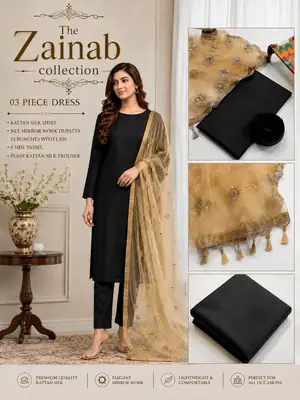 party dress 3Pcs Unstitched Plain Suit katan shirt & trouser
