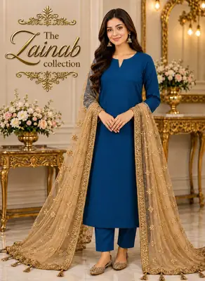 party dress 3Pcs Unstitched Plain Suit katan shirt & trouser