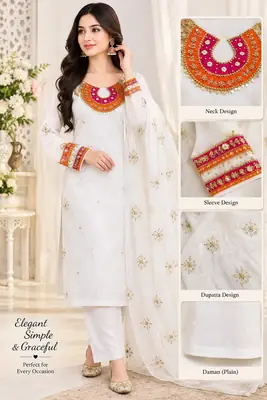 fancy dress 3Pcs Women's Unstitched Sequins Embroidered Suit