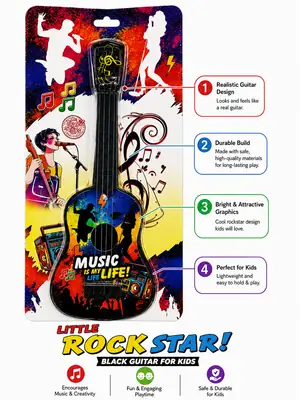 Boy's Music Is My Life Black Plastic Musical Guitar Toy thumbnail 2