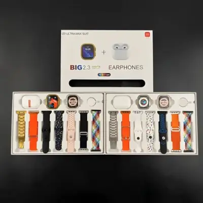 i20 Ultra Max Suit Smartwatch Combo Set  10 in 1– 2.3 Infinite Display Smart Watch, Wireless Earbuds, Protective Case & 7 Interchangeable Straps thumbnail 2