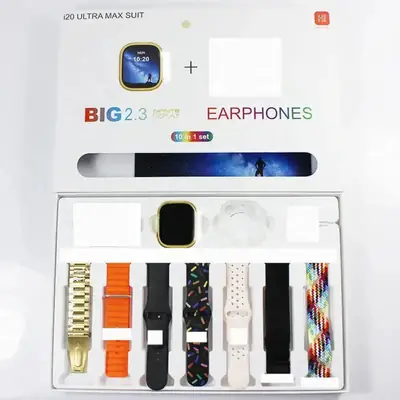i20 Ultra Max Suit Smartwatch Combo Set  10 in 1– 2.3 Infinite Display Smart Watch, Wireless Earbuds, Protective Case & 7 Interchangeable Straps thumbnail 4