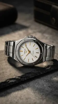 Men's Stainless Steel Quartz Watch 24mm Multicolor Strap