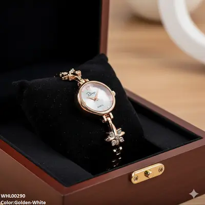 Golden Stainless Steel Chain Watch for Girls |Ladies Watches