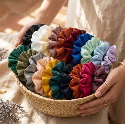 Pack Of 6 Medium Length Scrunchies Different Colors