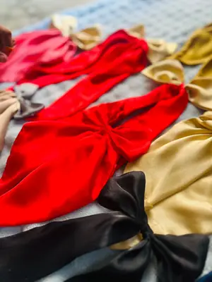 5 Handmade Silk Hair Bow Different Colors