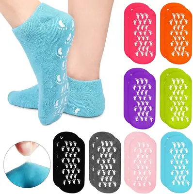 Terry Cloth Non-Skid & Silicone Gel Moisturizing Socks (Random Color)