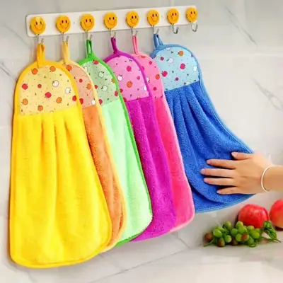 Soft Absorbent Microfiber Kitchen Towel For Quick Dry (Random Color)