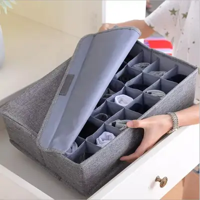 24-Grid Socks Organizer With Foldable Closet Drawer Divider