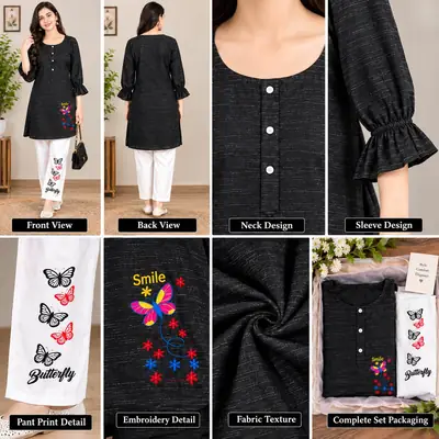 2 Pcs Women's Stitched Cotton Printed Shirt And Trouser
