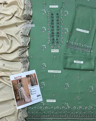 3 Pcs Women's Unstitched Embroidered Suit thumbnail 3