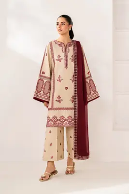 3 Pcs Women's Unstitched Embroidered Suit