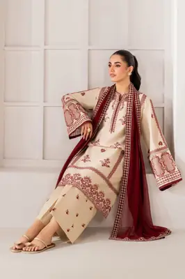 3 Pcs Women's Unstitched Embroidered Suit thumbnail 2