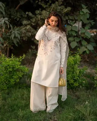 3 Pcs Women's Unstitched Sequins Embroidered Suit