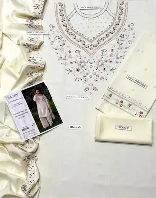 3 Pcs Women's Unstitched Sequins Embroidered Suit thumbnail 3