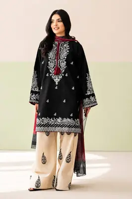 3 Pcs Women's Unstitched Embroidered Suit