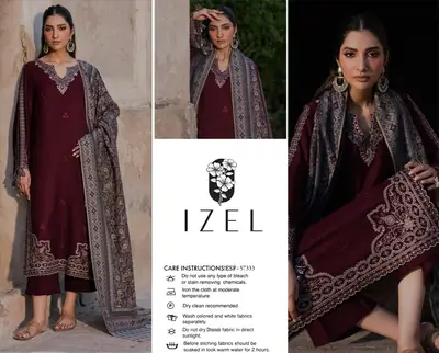 3 Pcs Women's Unstitched Embroidered Suit