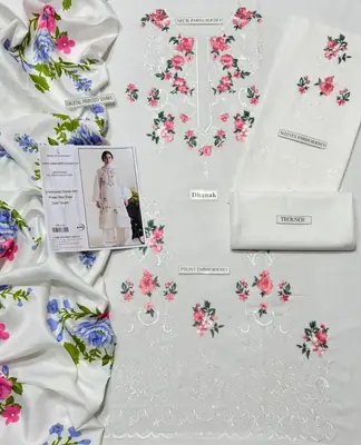3 Pcs Women's Unstitched Embroidered Suit thumbnail 3