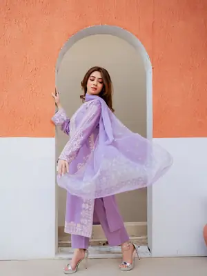 3 Pcs Women's Unstitched Embroidered Suit most hit code of 2026 thumbnail 2