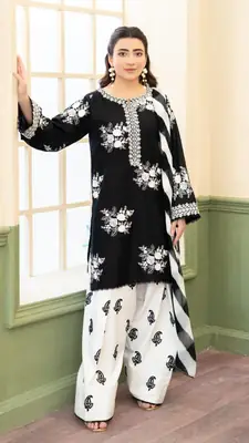 3 Pcs Women's Unstitched Embroidered Suit