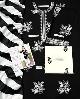 3 Pcs Women's Unstitched Embroidered Suit thumbnail 3