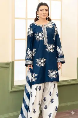 3 Pcs Women's Unstitched Embroidered Suit