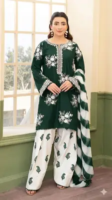 3 Pcs Women's Unstitched Embroidered Suit