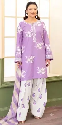 3 Pcs Women's Unstitched Embroidered Suit