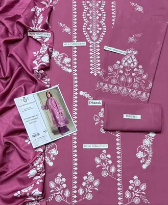 3 Pcs Women's Unstitched Sequins Embroidered Suit most demanding hit code lalic color with wool shawl  thumbnail 3